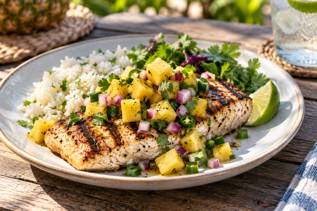 Grilled Mahi-Mahi with Pineapple BBQ Salsa