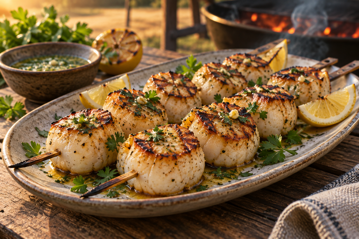 Garlic-Butter Grilled Scallops