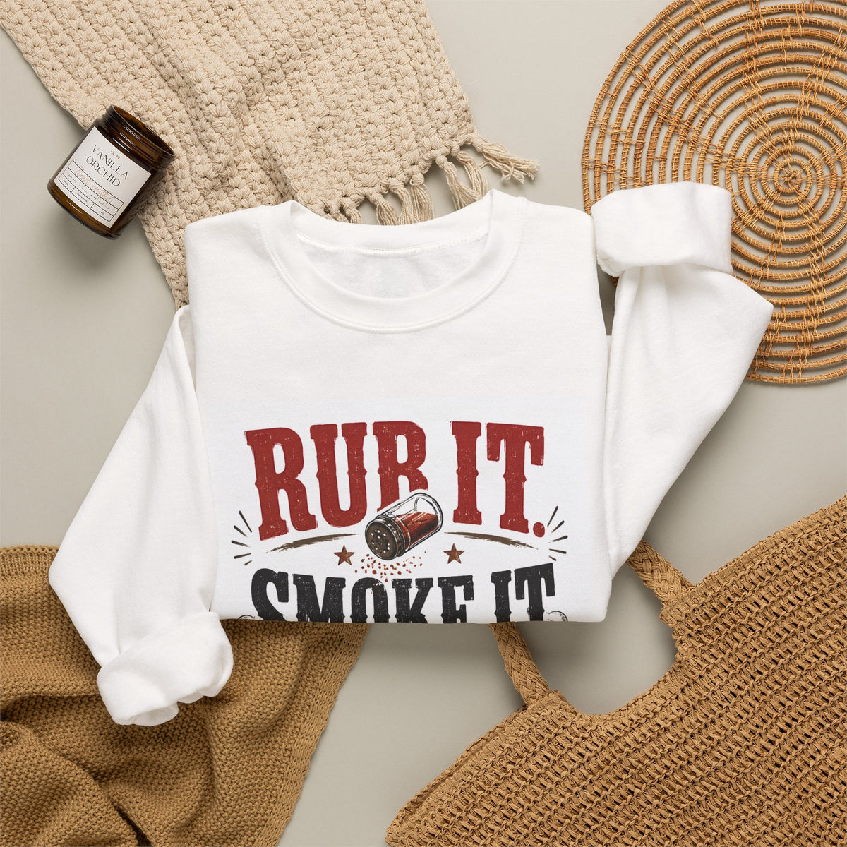 BBQ Sweatshirt - "Rub It, Smoke It, Eat It" Ribeye & Grill Crewneck